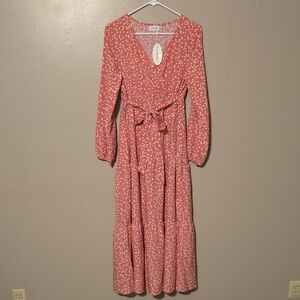 Coolmee Pink Floral Maxi Dress Womens Size Medium NWT‎